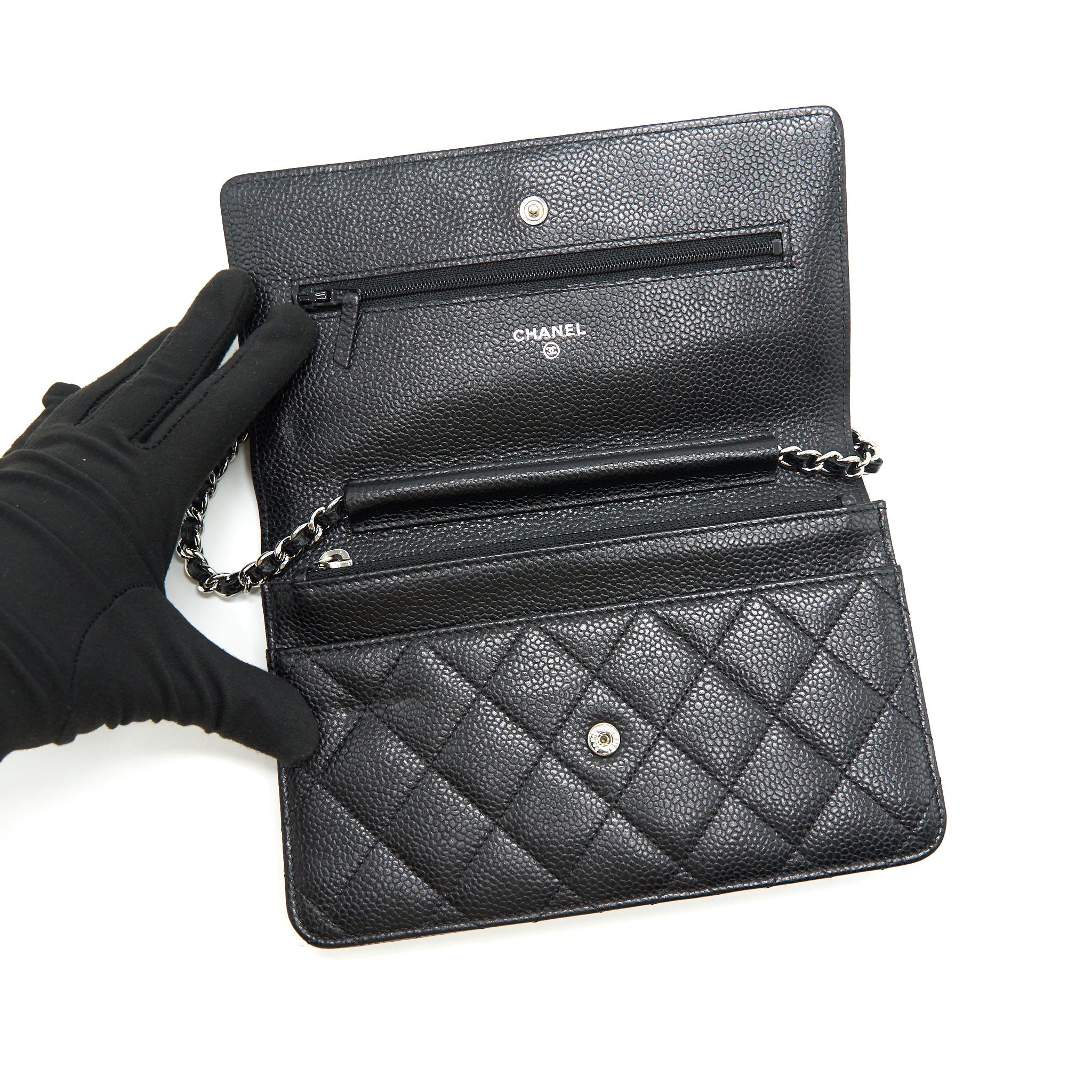 Chanel Caviar Wallet on Chain Black