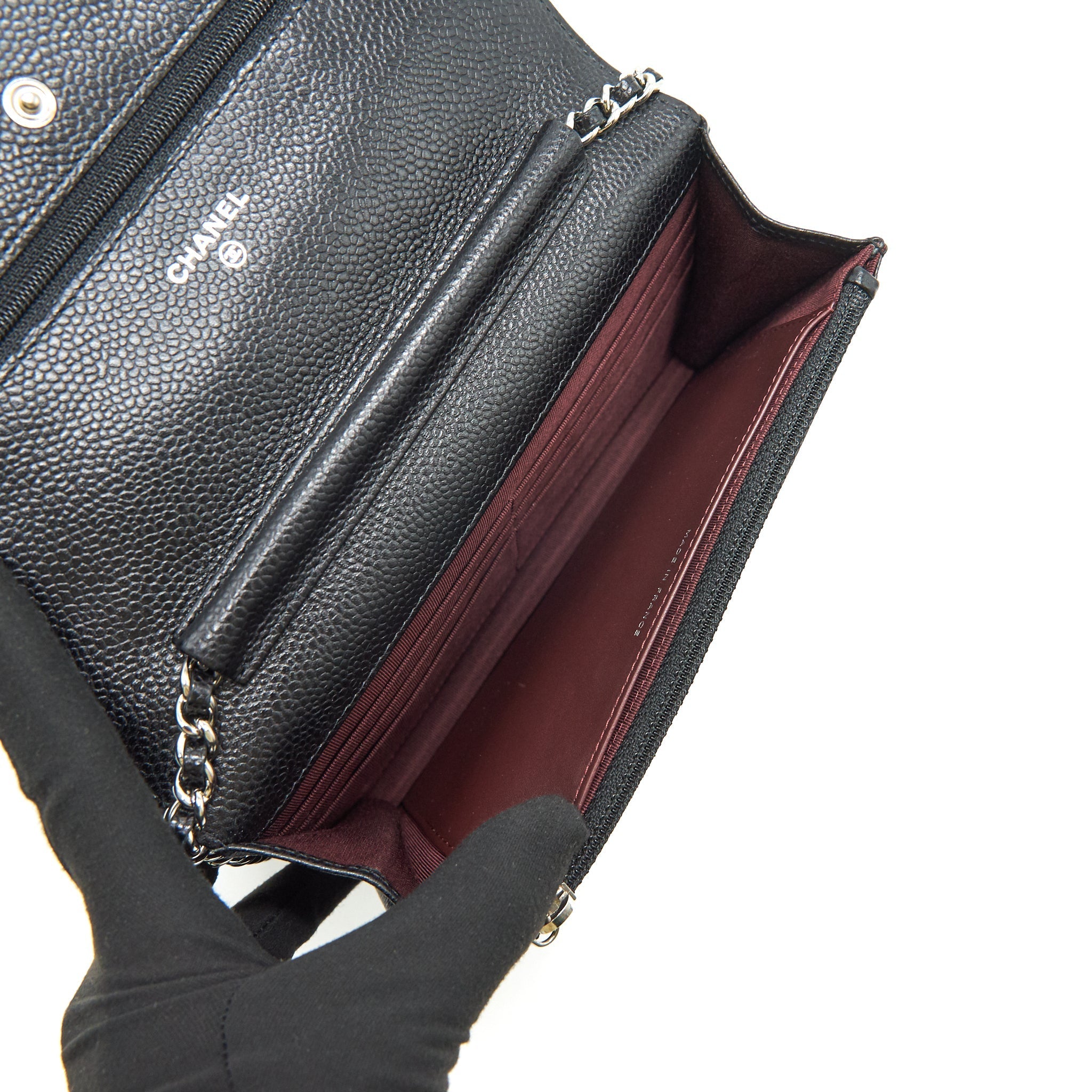 Chanel Caviar Wallet on Chain Black