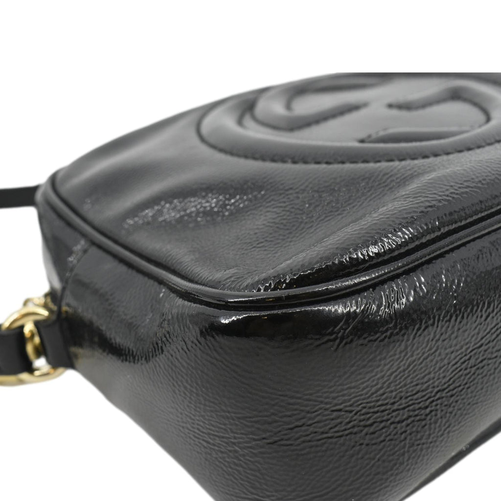 GUCCI Soho Disco Patent Leather Crossbody Bag Black 308364