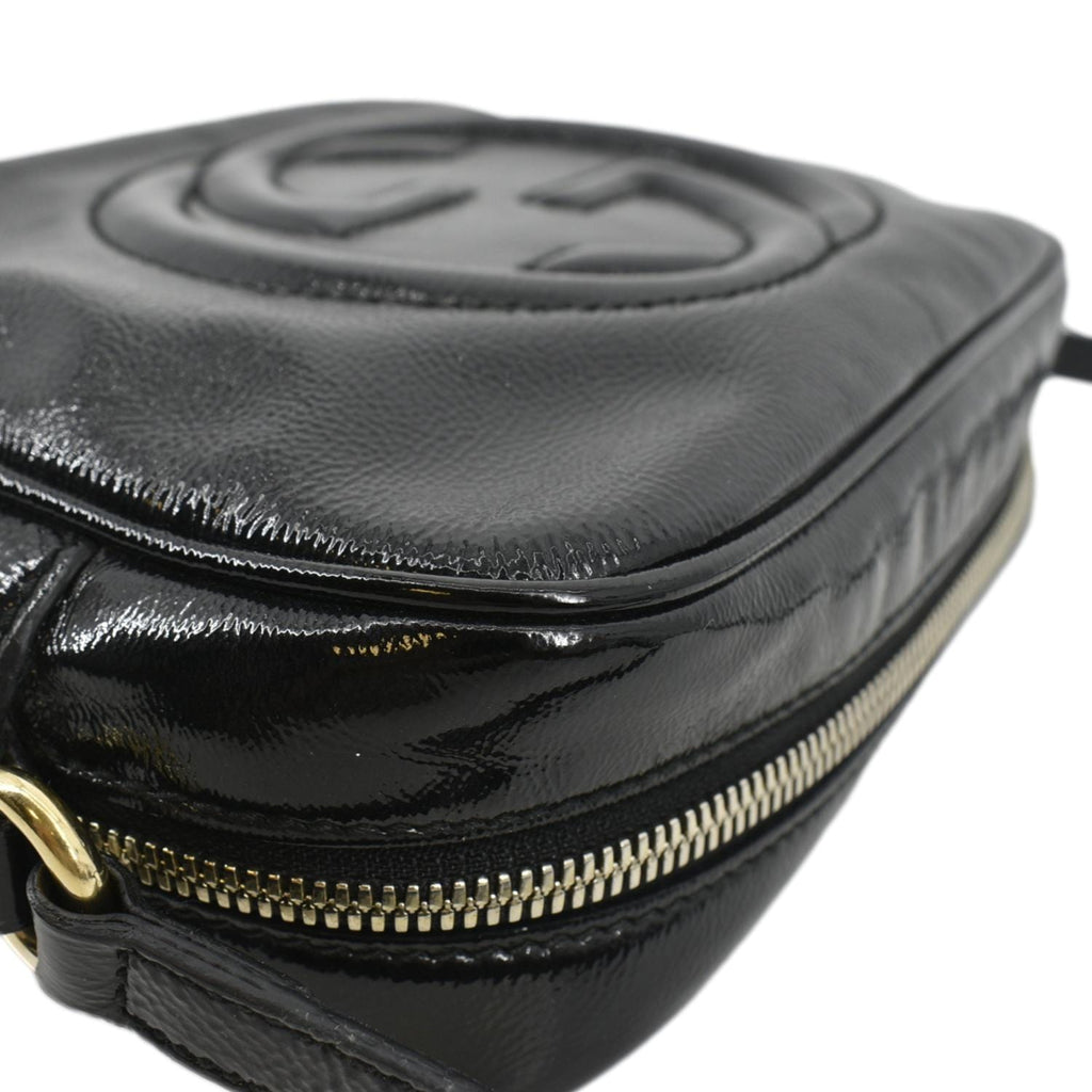 GUCCI Soho Disco Patent Leather Crossbody Bag Black 308364