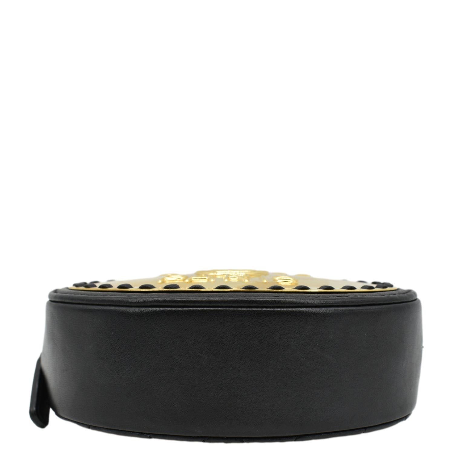 CHANEL Oval CC Leather Vanity Chain Mini Crossbody Clutch Black