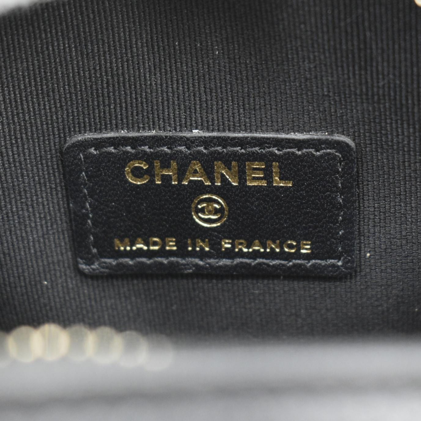 CHANEL Oval CC Leather Vanity Chain Mini Crossbody Clutch Black