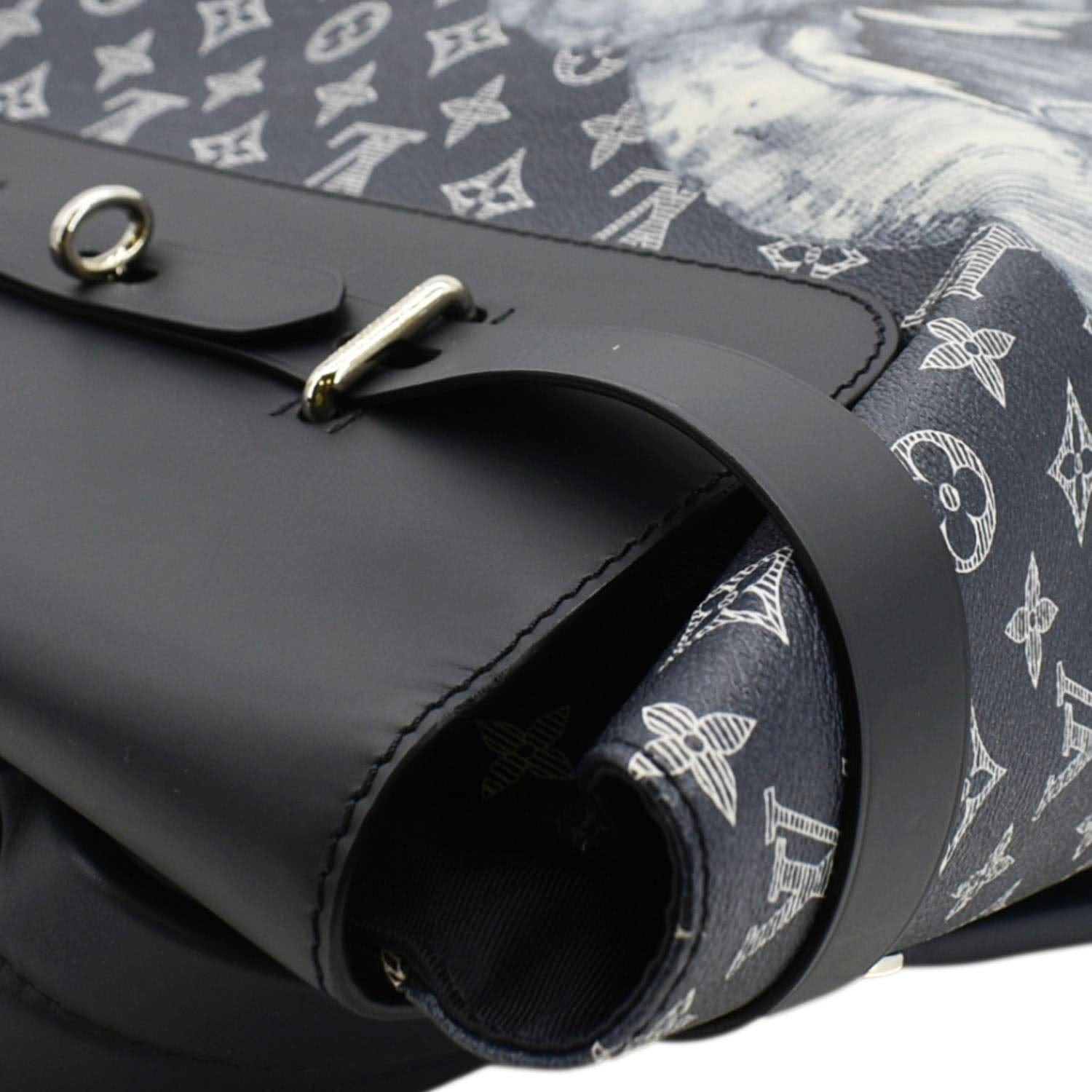 LOUIS VUITTON Steamer Savane Monogram Chapman Canvas Backpack Bag Navy Blue