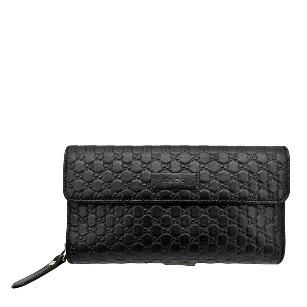 GUCCI Microguccissima Leather Zip Wallet Black 449364
