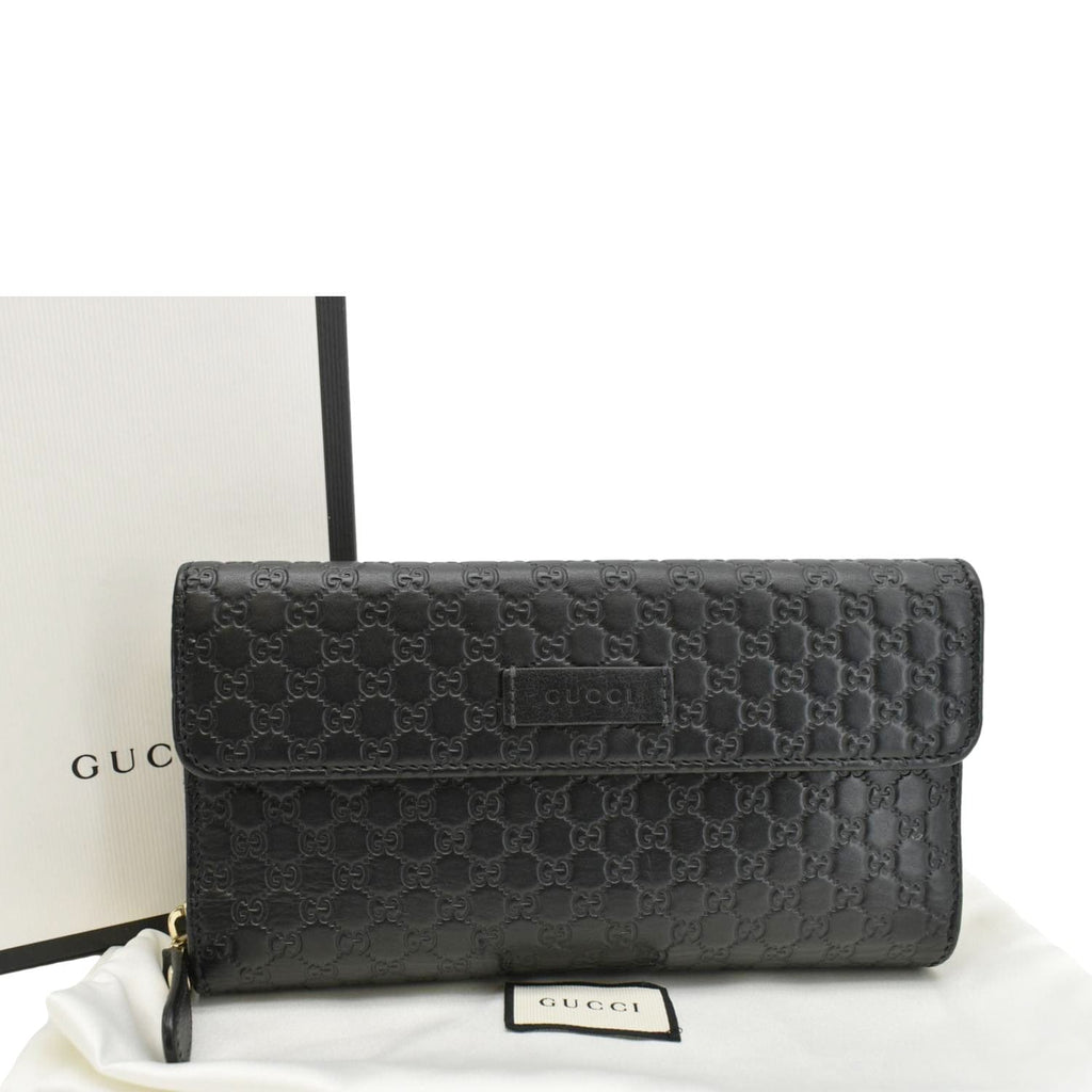 GUCCI Microguccissima Leather Zip Wallet Black 449364
