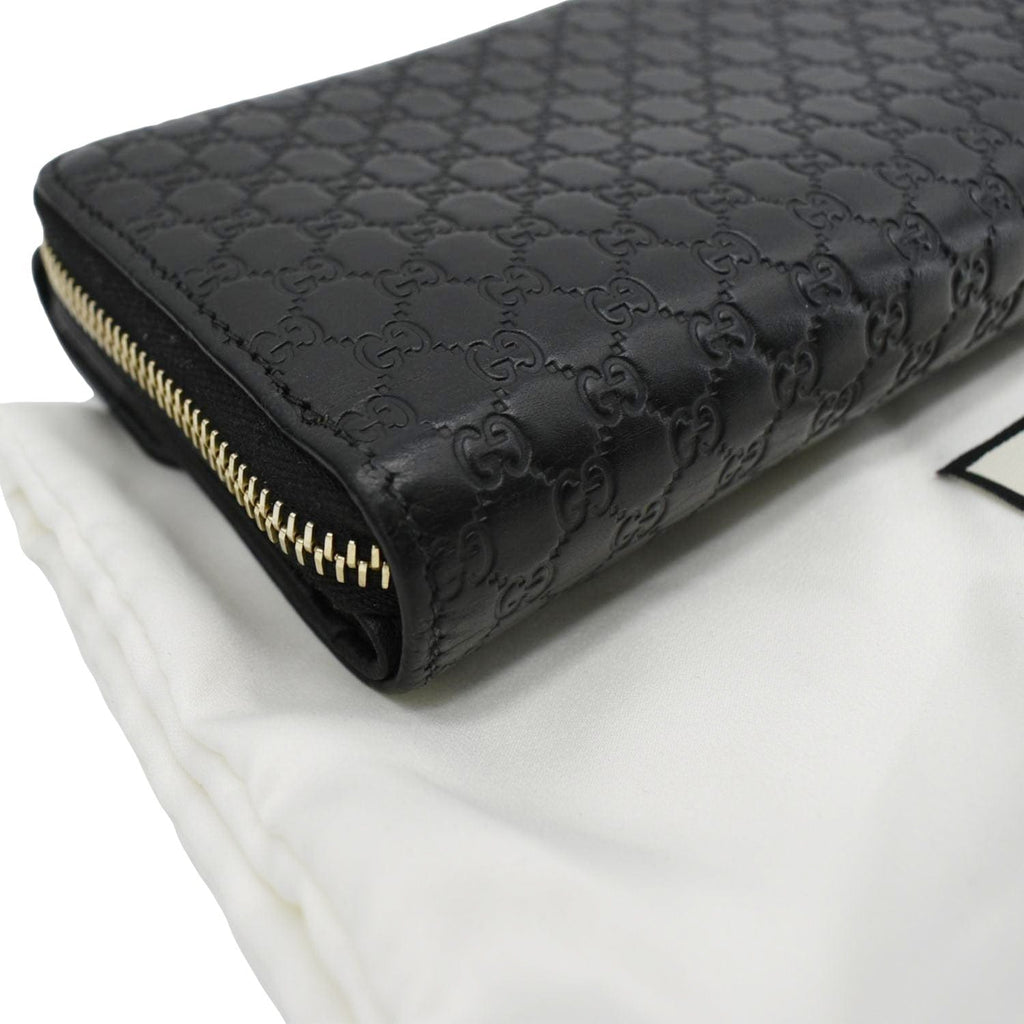 GUCCI Microguccissima Leather Zip Wallet Black 449364