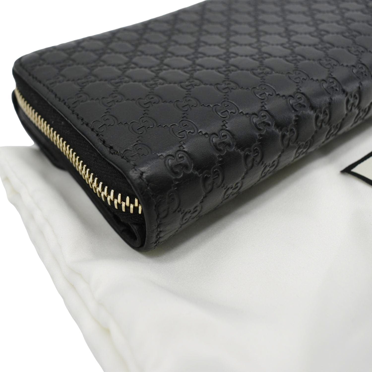 GUCCI Microguccissima Leather Zip Wallet Black 449364
