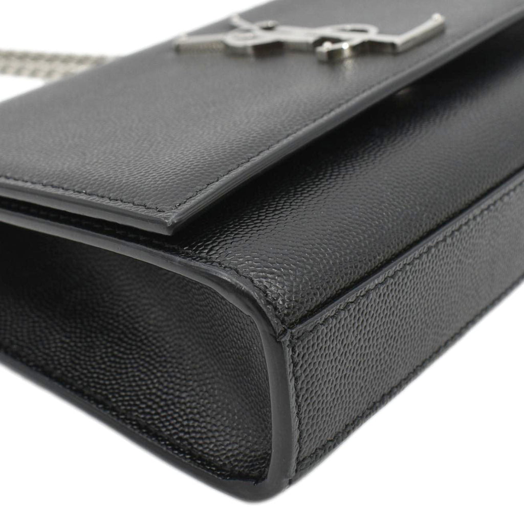 YVES SAINT LAURENT Kate Leather Chain Clutch Crossbody Bag Black