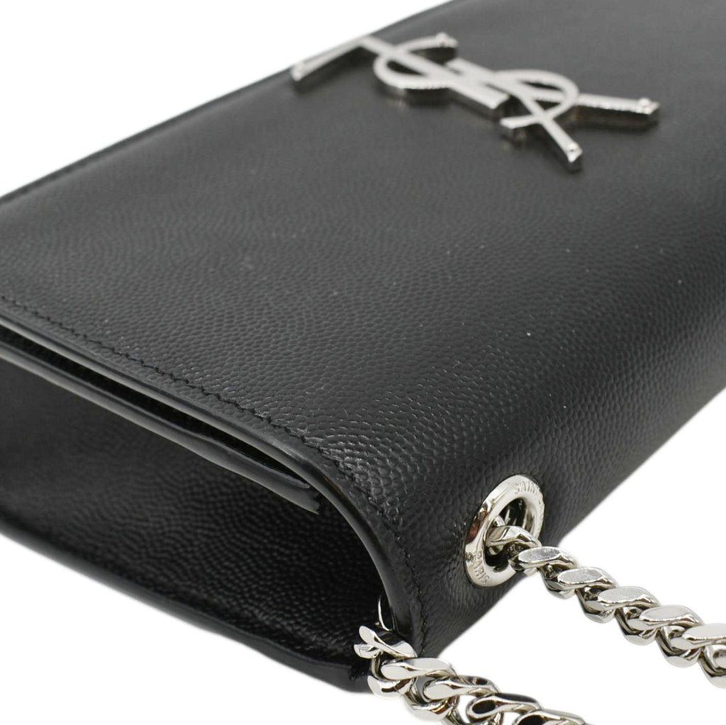 YVES SAINT LAURENT Kate Leather Chain Clutch Crossbody Bag Black