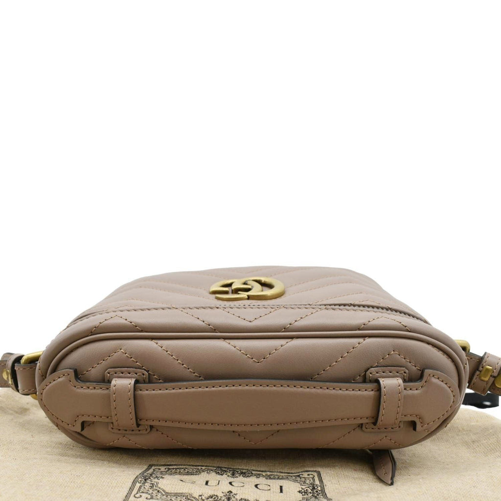 GUCCI GG Marmont Vanity Leather Crossbody Bag Dusty Pink 672253