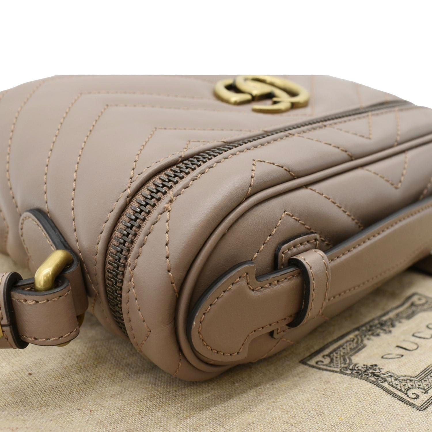 GUCCI GG Marmont Vanity Leather Crossbody Bag Dusty Pink 672253