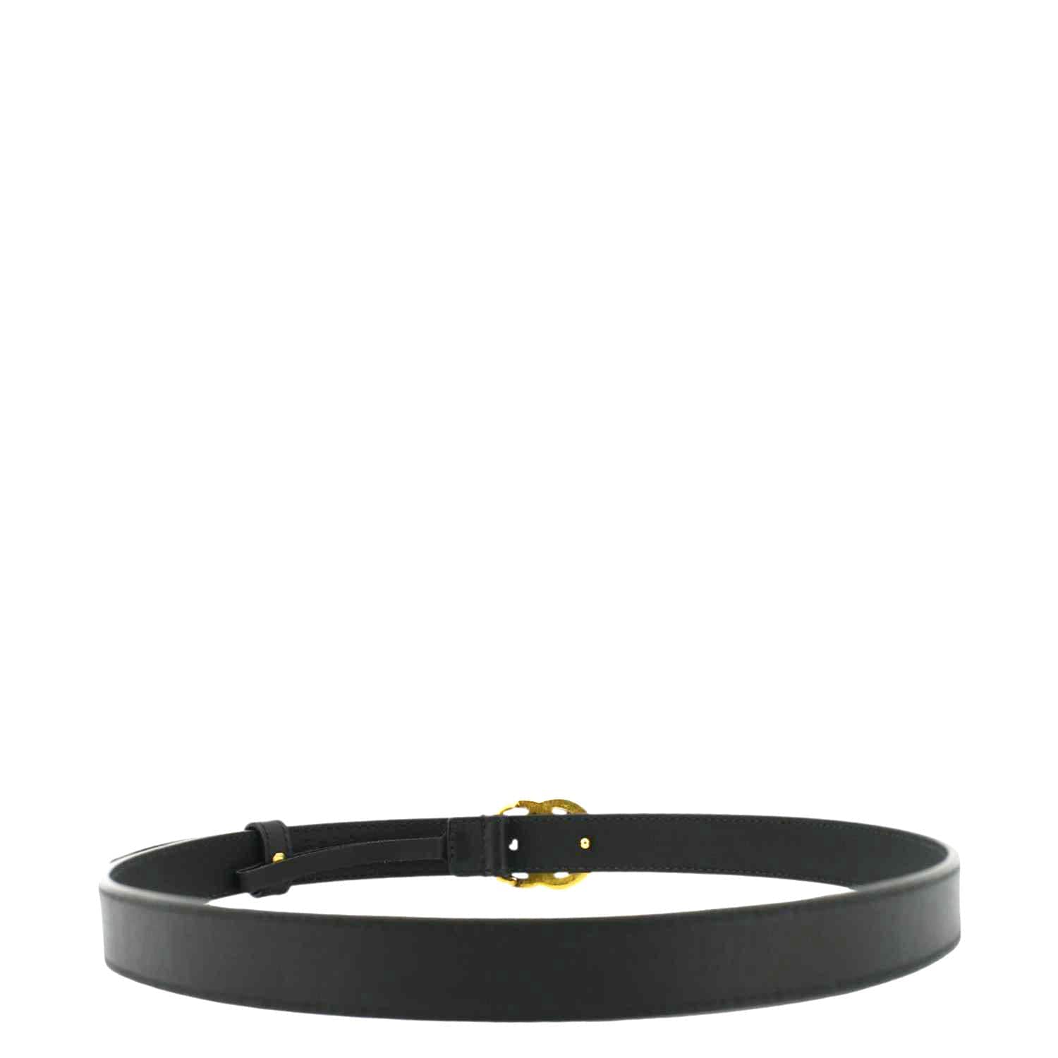 GUCCI Slim Double G Marmont Leather Buckle Belt Black Size 75/30