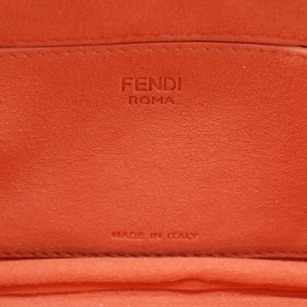 FENDI Baguette Technical Fabric FF Midi Chain Shoulder Bag Orange