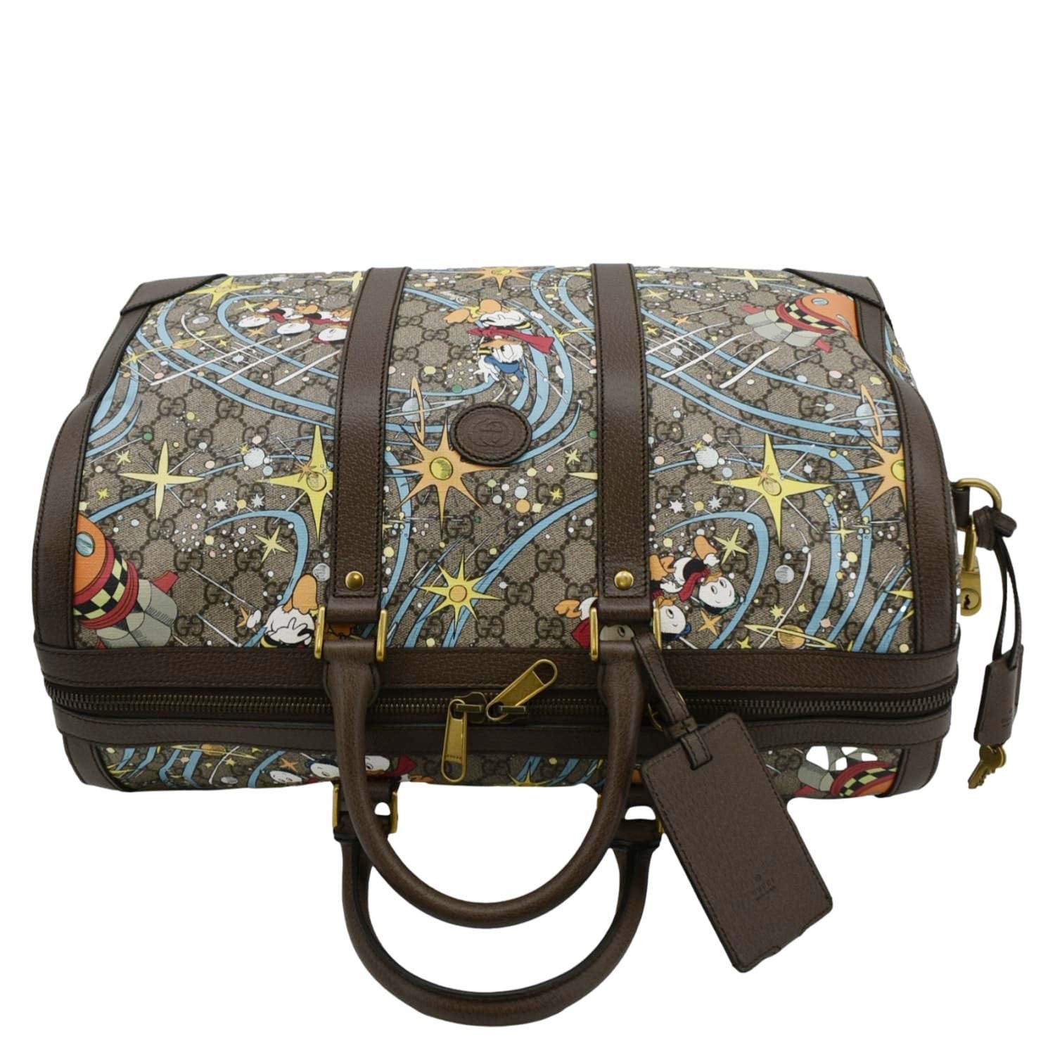 GUCCI Disney x Donald Duck GG Supreme Canvas Duffle Travel Bag Beige 648085