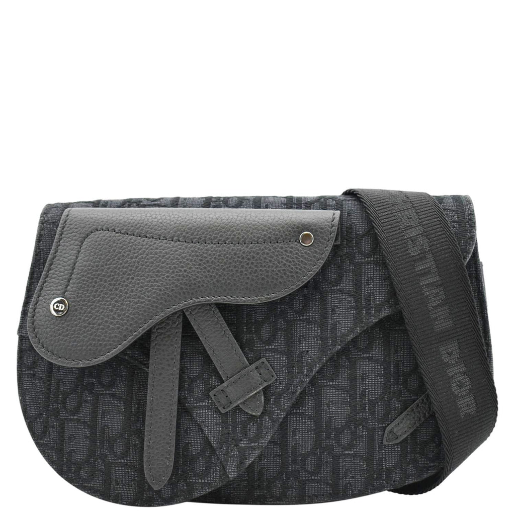 CHRISTIAN DIOR Saddle Oblique Jacquard Crossbody Bag Black