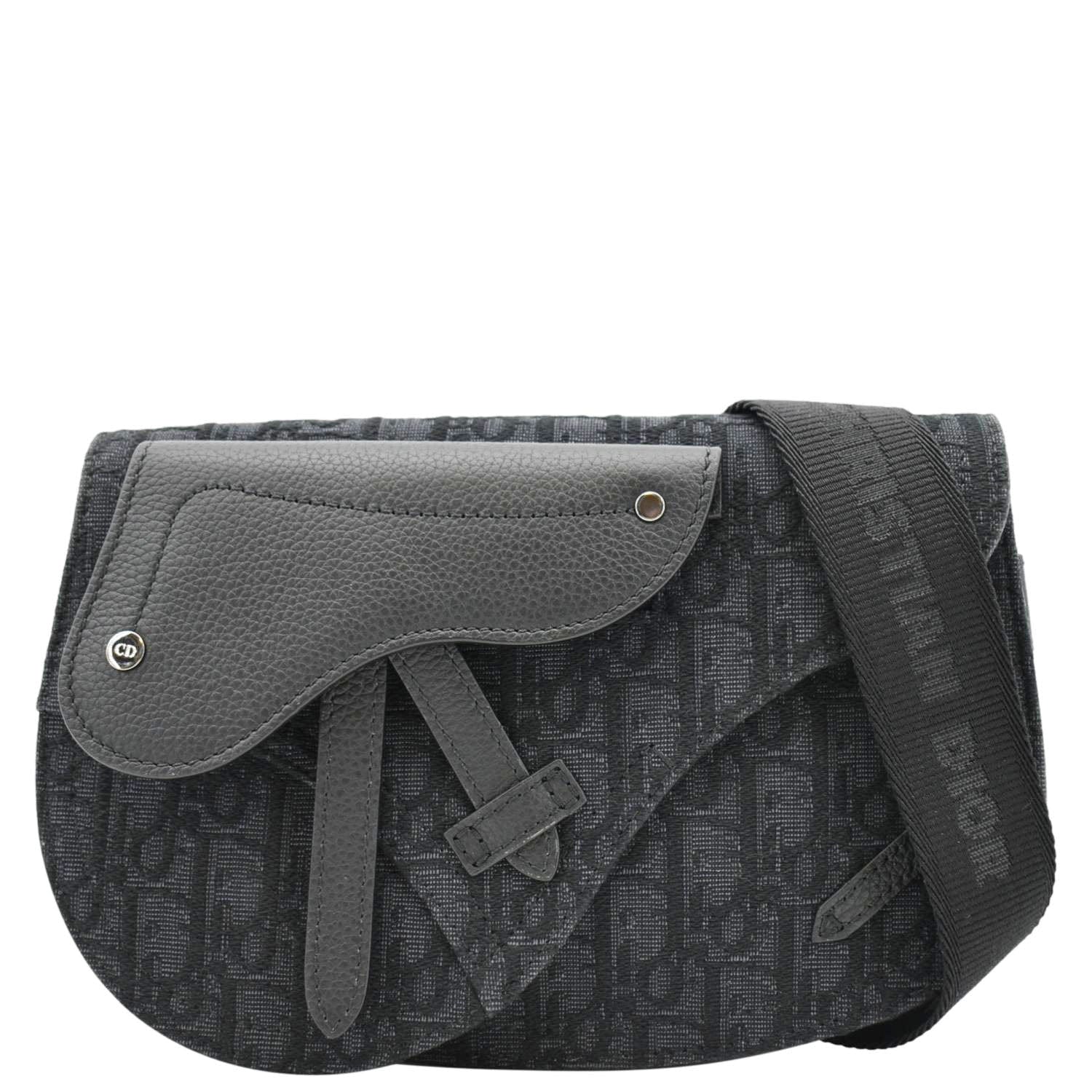 CHRISTIAN DIOR Saddle Oblique Jacquard Crossbody Bag Black