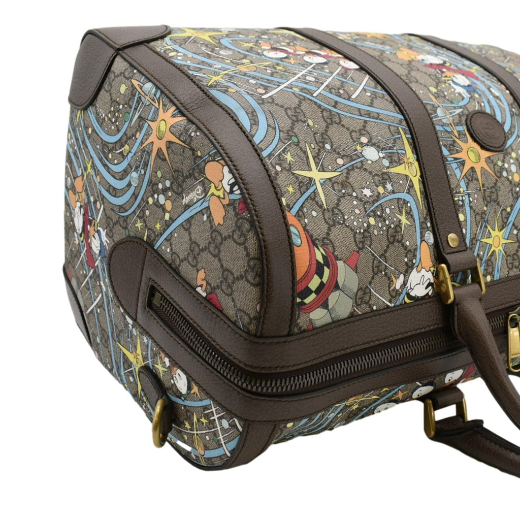 GUCCI Disney x Donald Duck GG Supreme Canvas Duffle Travel Bag Beige 648085
