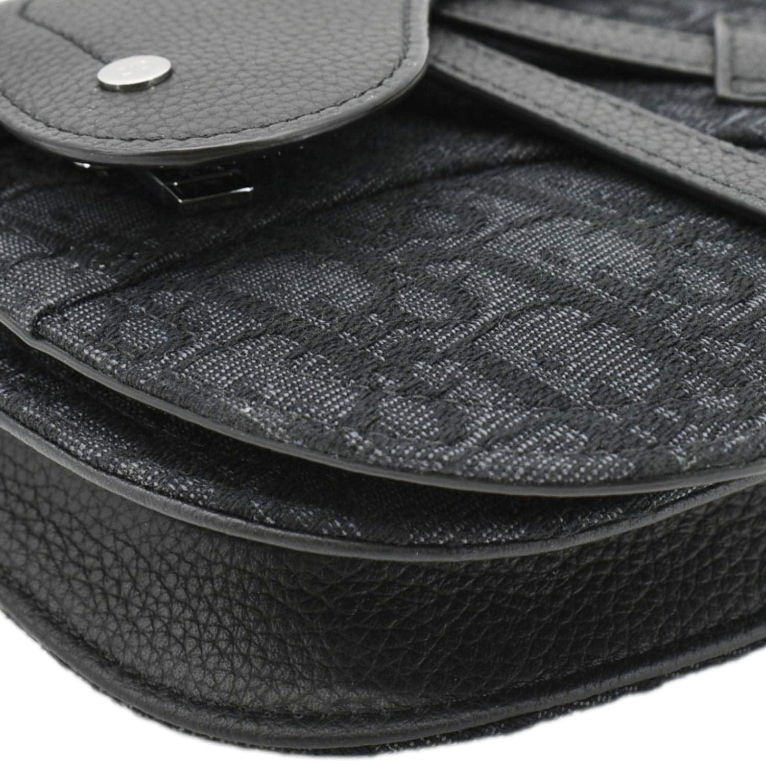 CHRISTIAN DIOR Saddle Oblique Jacquard Crossbody Bag Black