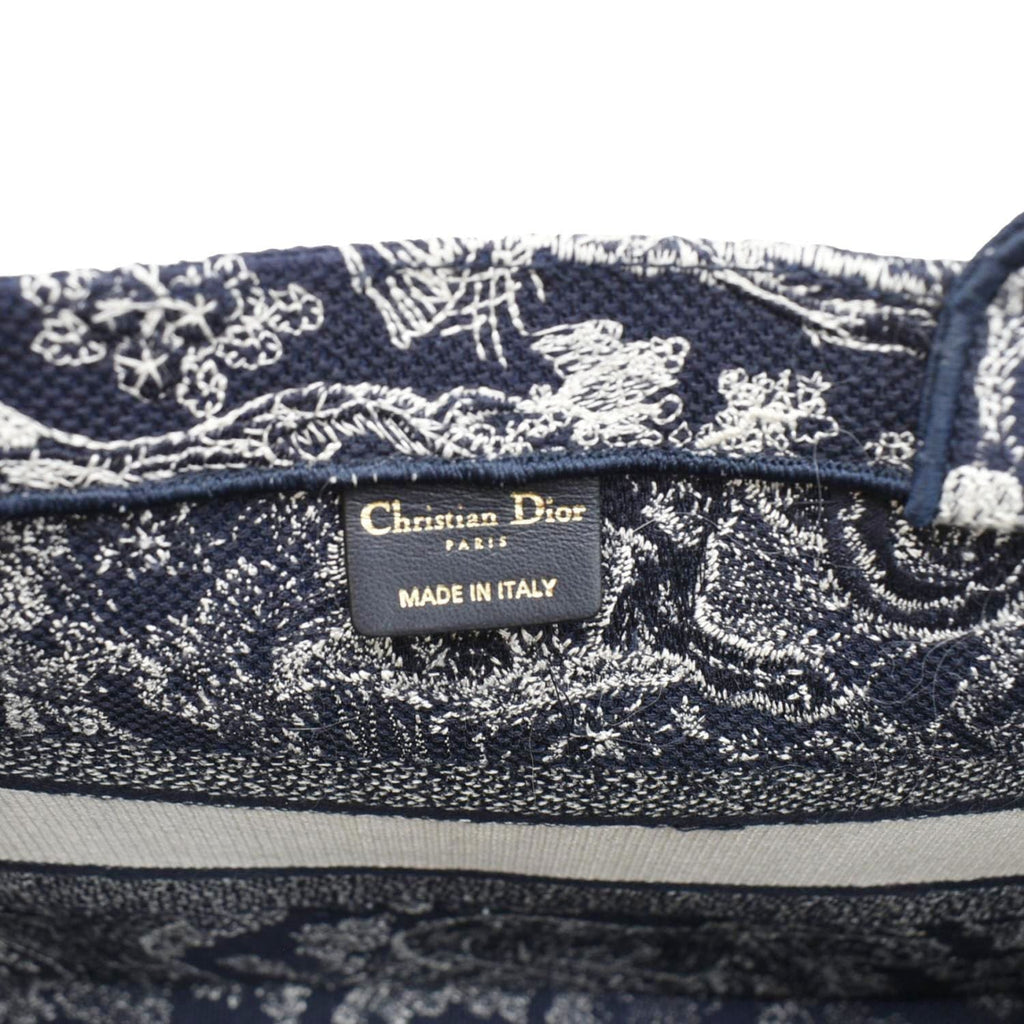 CHRISTIAN DIOR  Book Medium Toile De Jouy Reverse Embroidery Tote Blue