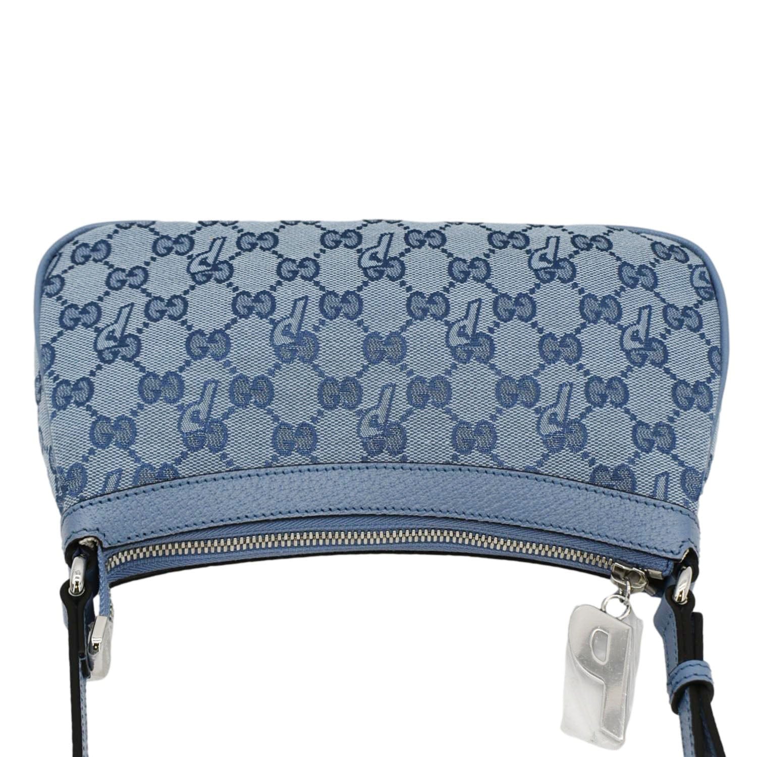 GUCCI X Palace Half Moon Mini GG-P Canvas Shoulder Bag Light Blue 723737