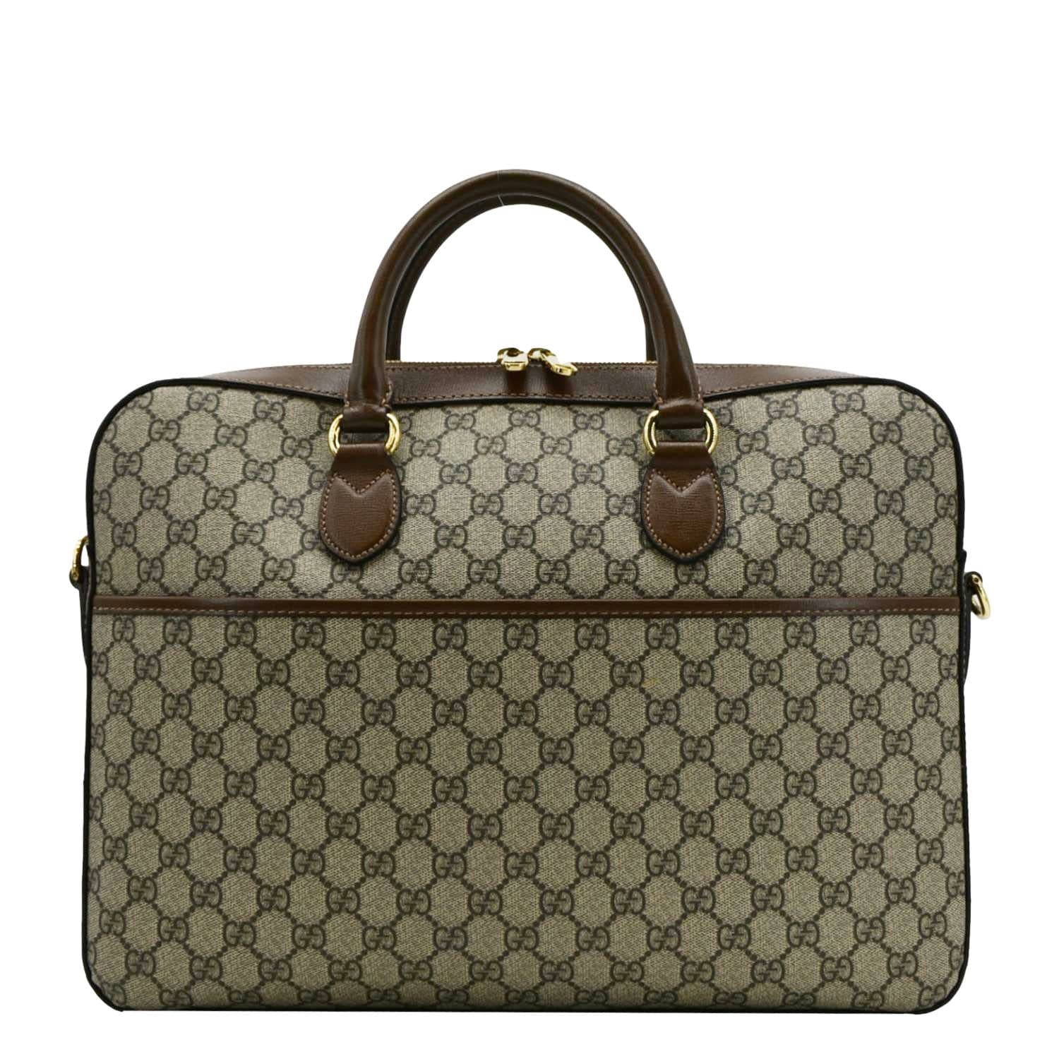 GUCCI Interlocking GG Supreme Canvas Briefcase Shoulder Bag Brown 674140