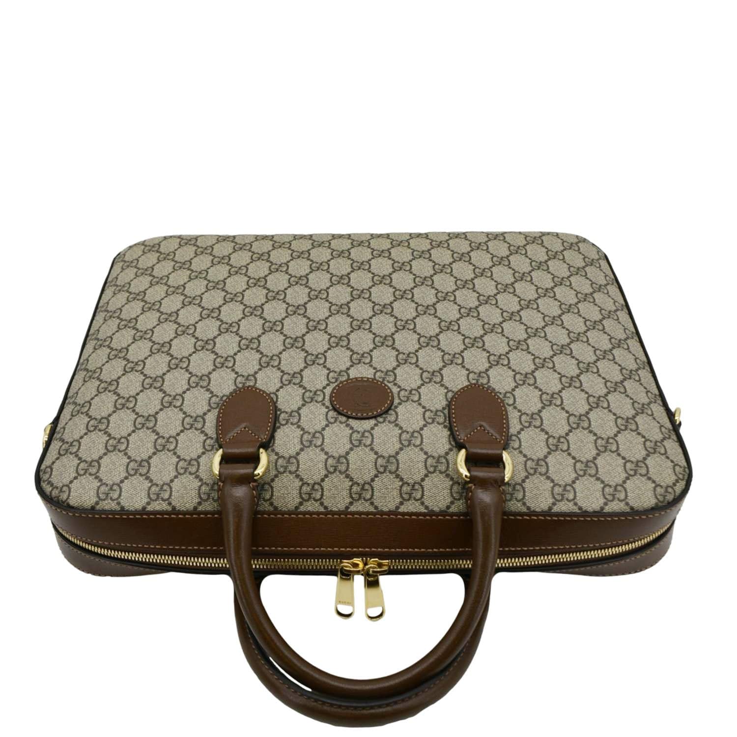 GUCCI Interlocking GG Supreme Canvas Briefcase Shoulder Bag Brown 674140