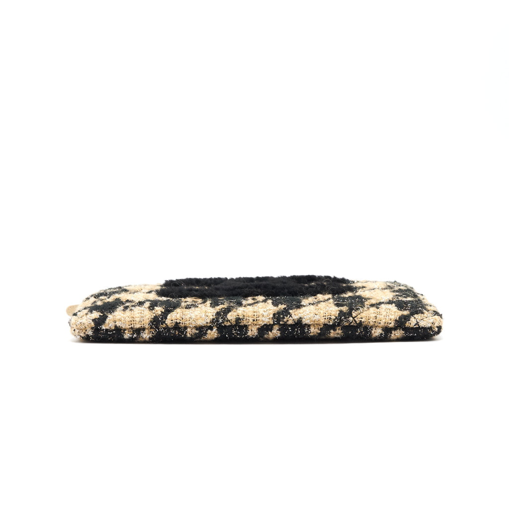 Chanel Tweed CC Logo Pouch Beige/Black