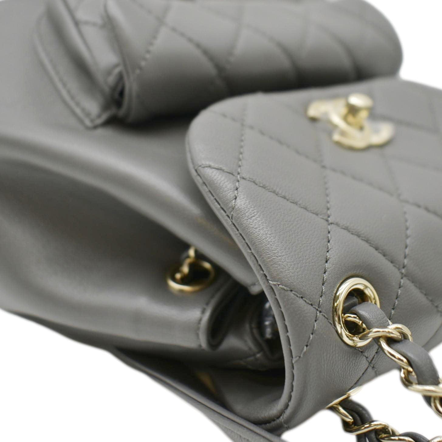 CHANEL Duma Small Quilted Leather Backpack Bag Grey