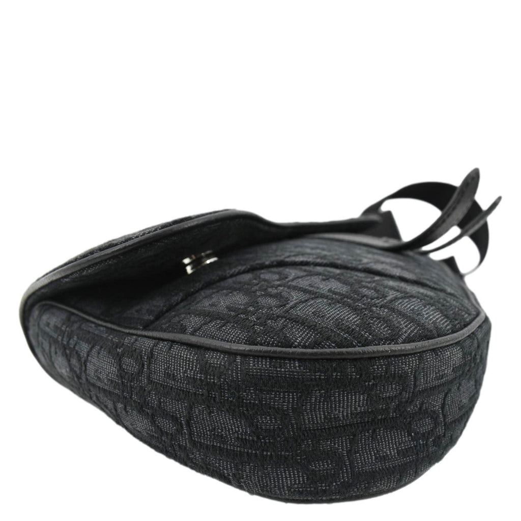 CHRISTIAN DIOR Saddle Oblique Jacquard Crossbody Bag Black
