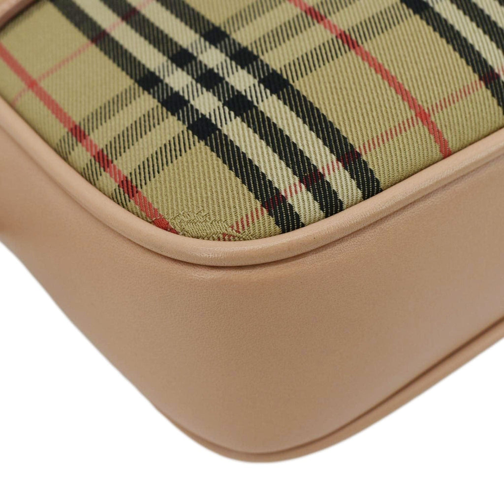 BURBERRY 1983 Knight Check Link Leather Crossbody Belt Bag Pink