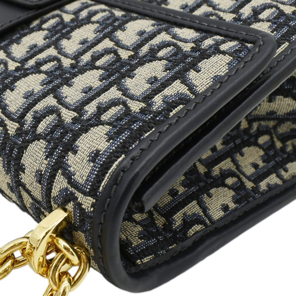 CHRISTIAN DIOR 30 Montaigne Oblique Jacquard Crossbody Clutch Bag Blue