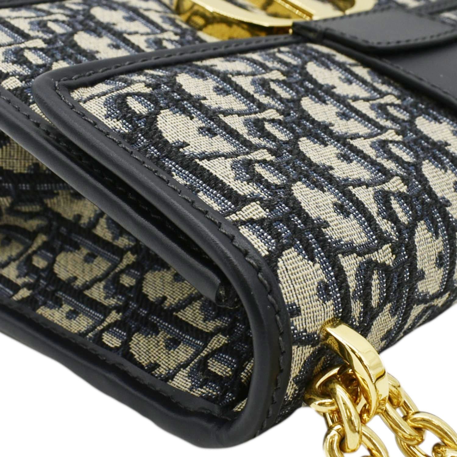 CHRISTIAN DIOR 30 Montaigne Oblique Jacquard Crossbody Clutch Bag Blue