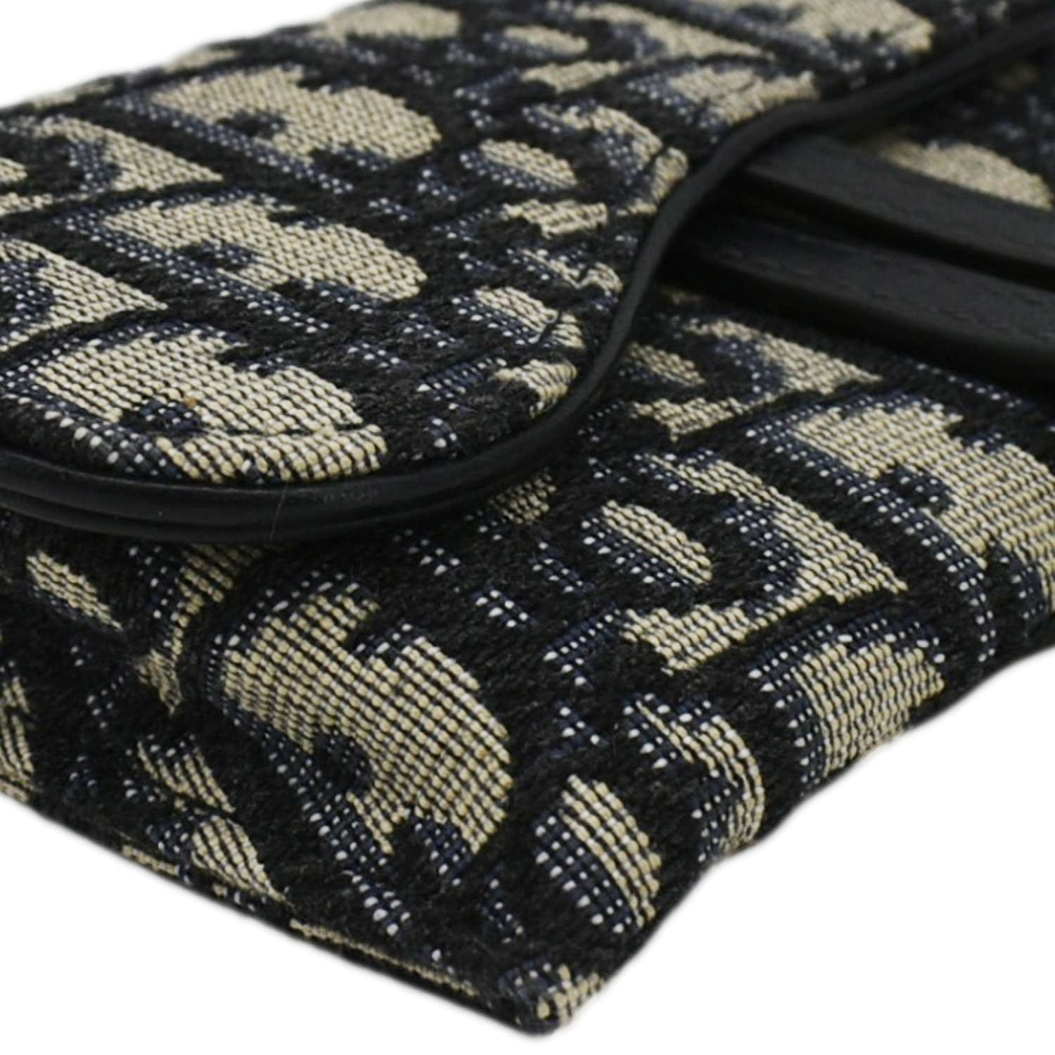 CHRISTIAN DIOR Nano Saddle Oblique Chain Wallet Navy Blue