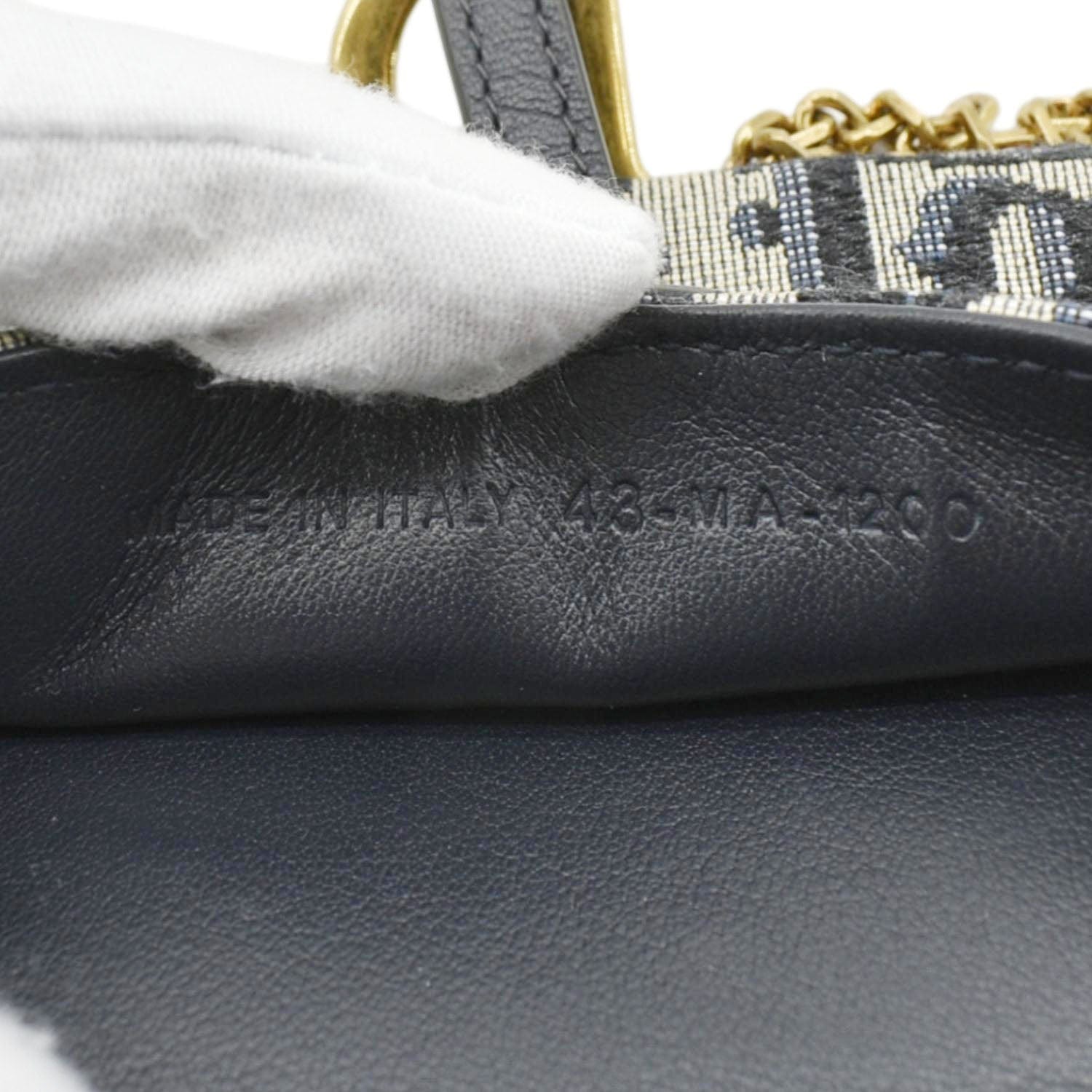 CHRISTIAN DIOR Nano Saddle Oblique Chain Wallet Navy Blue