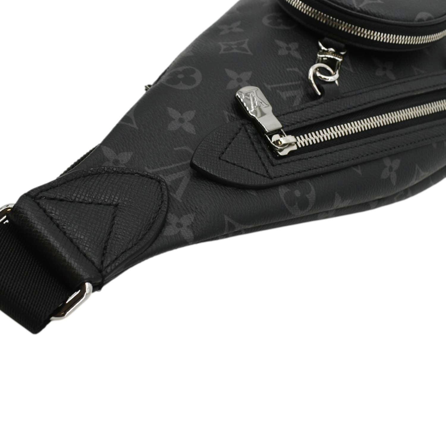 LOUIS VUITTON Duo Sling Taigarama Backpack Bag Black