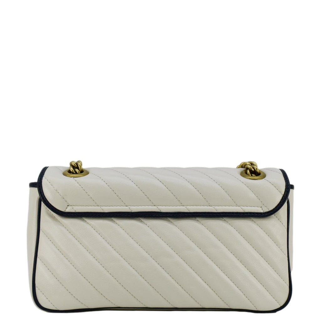 GUCCI GG Marmont Small Diagonal Matelasse Leather Crossbody Bag White 443497