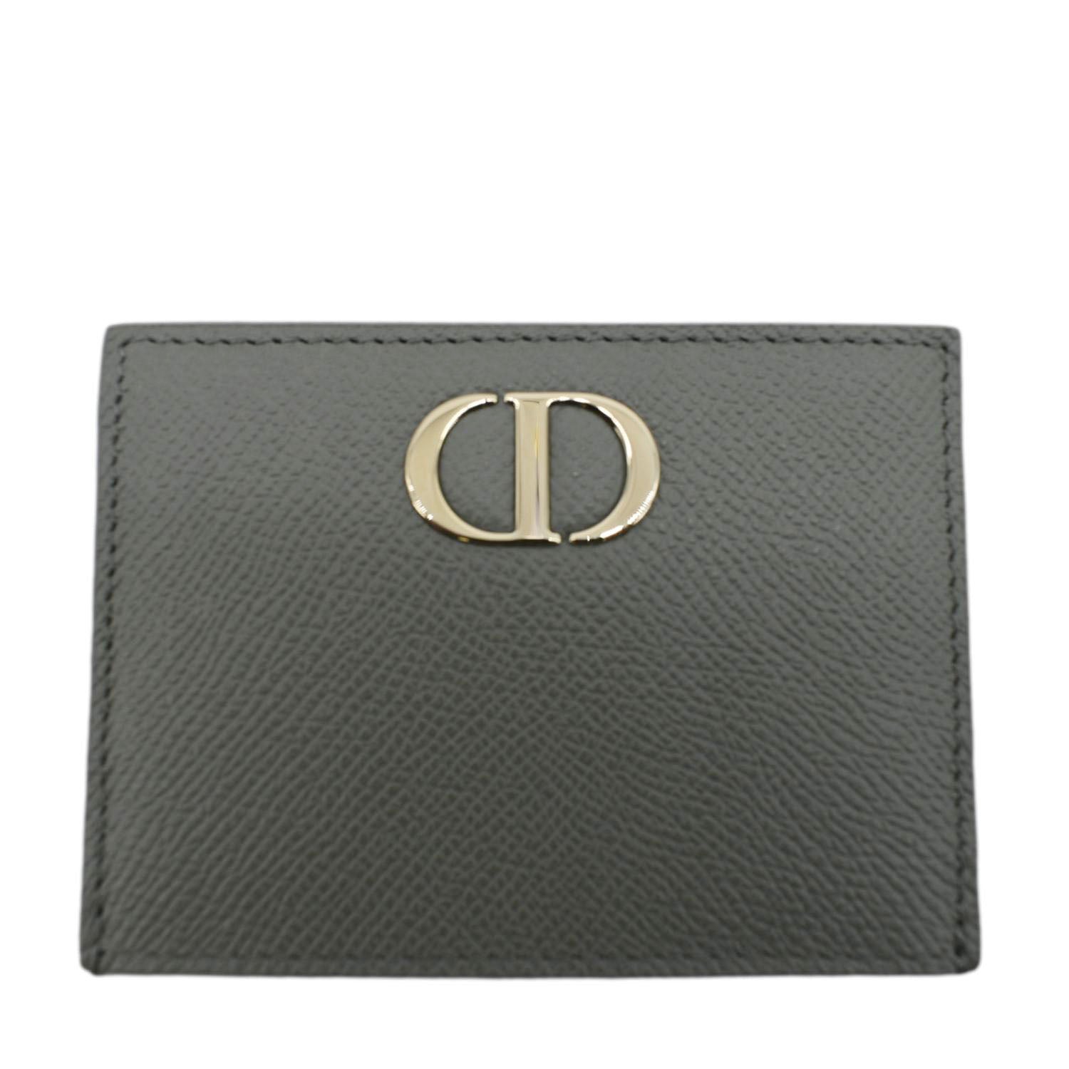 CHRISTIAN DIOR 30 Montaigne Grained Calfskin Leather  Holder Dark Grey