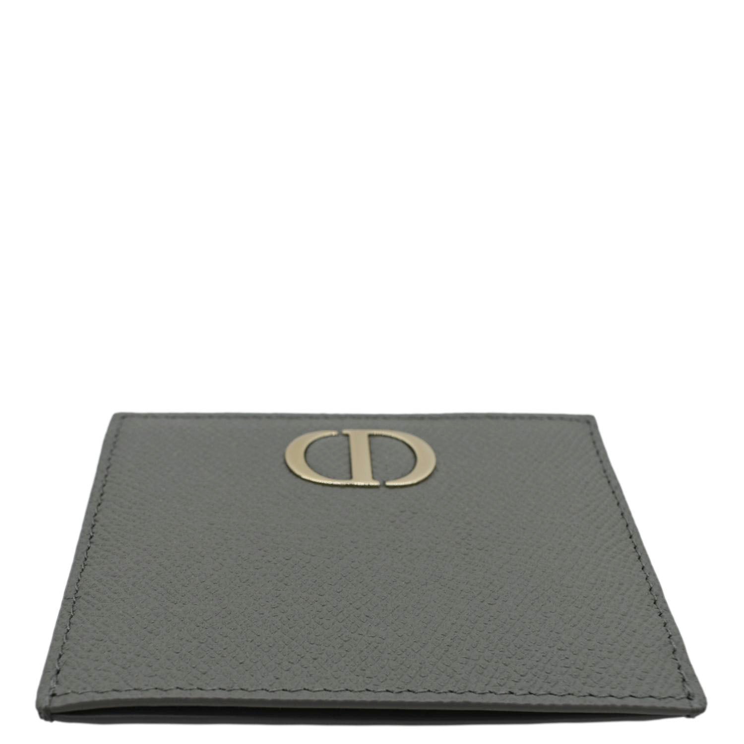 CHRISTIAN DIOR 30 Montaigne Grained Calfskin Leather  Holder Dark Grey