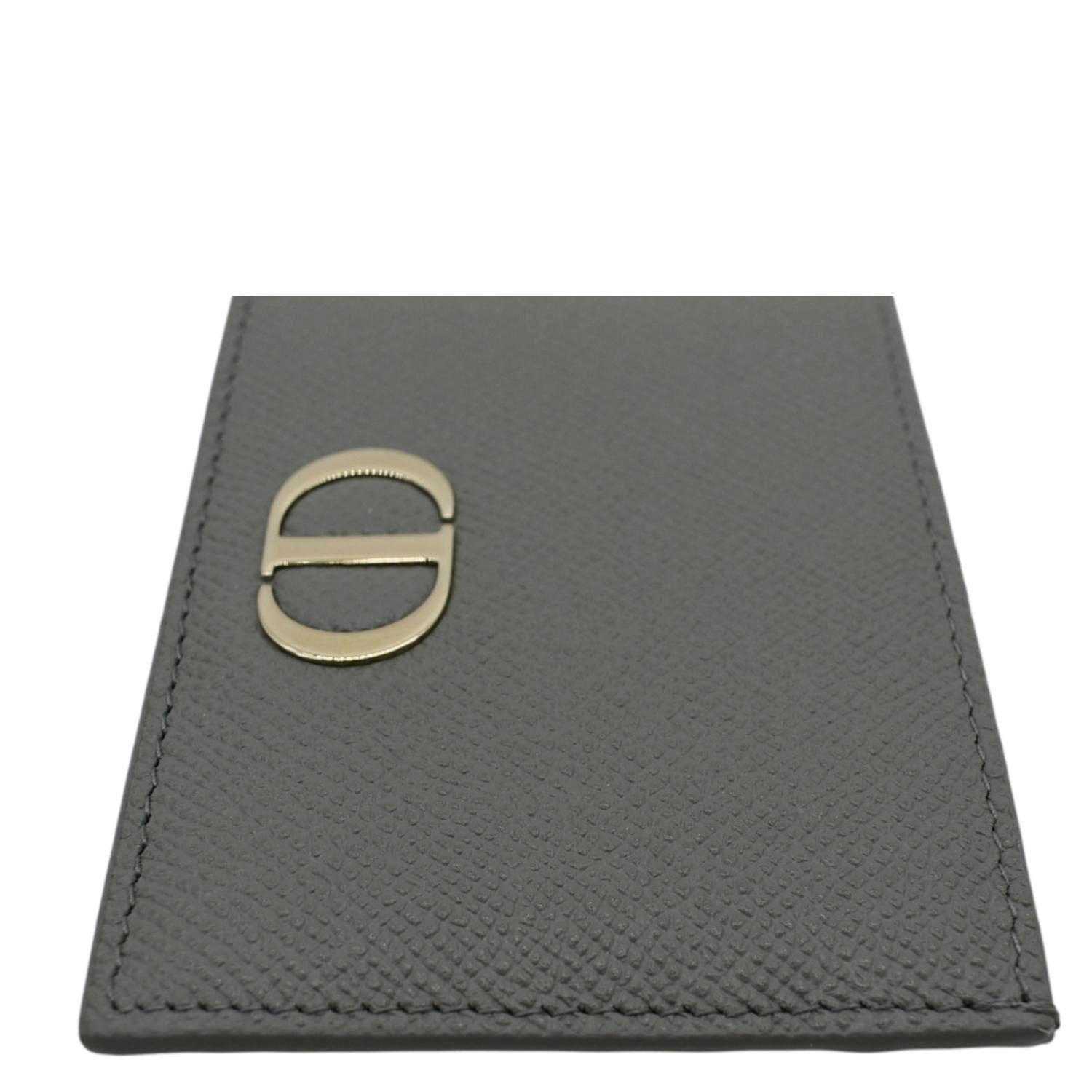 CHRISTIAN DIOR 30 Montaigne Grained Calfskin Leather  Holder Dark Grey
