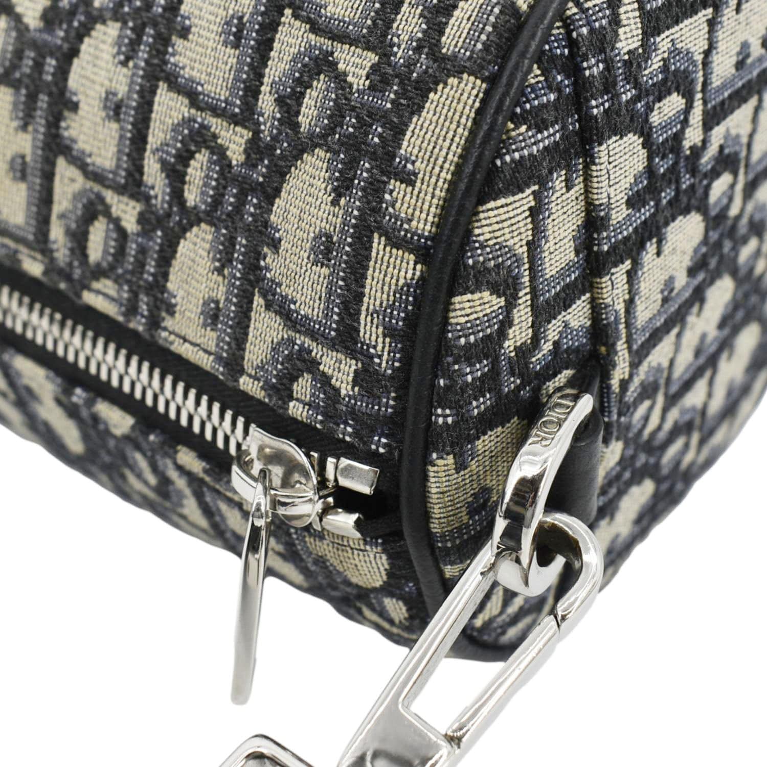 CHRISTIAN DIOR Roller Oblique Canvas Messenger Bag Navy Blue