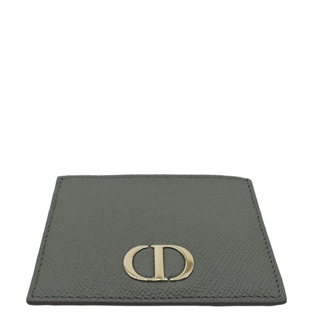 CHRISTIAN DIOR 30 Montaigne Grained Calfskin Leather  Holder Dark Grey