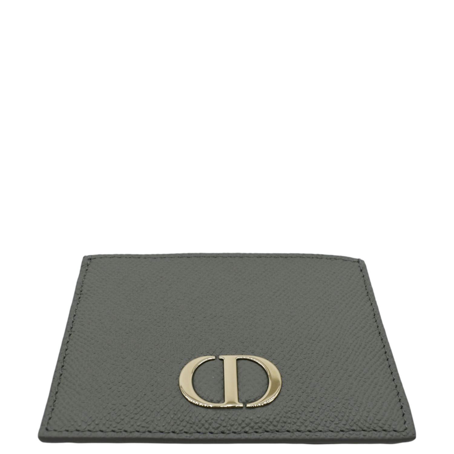 CHRISTIAN DIOR 30 Montaigne Grained Calfskin Leather  Holder Dark Grey