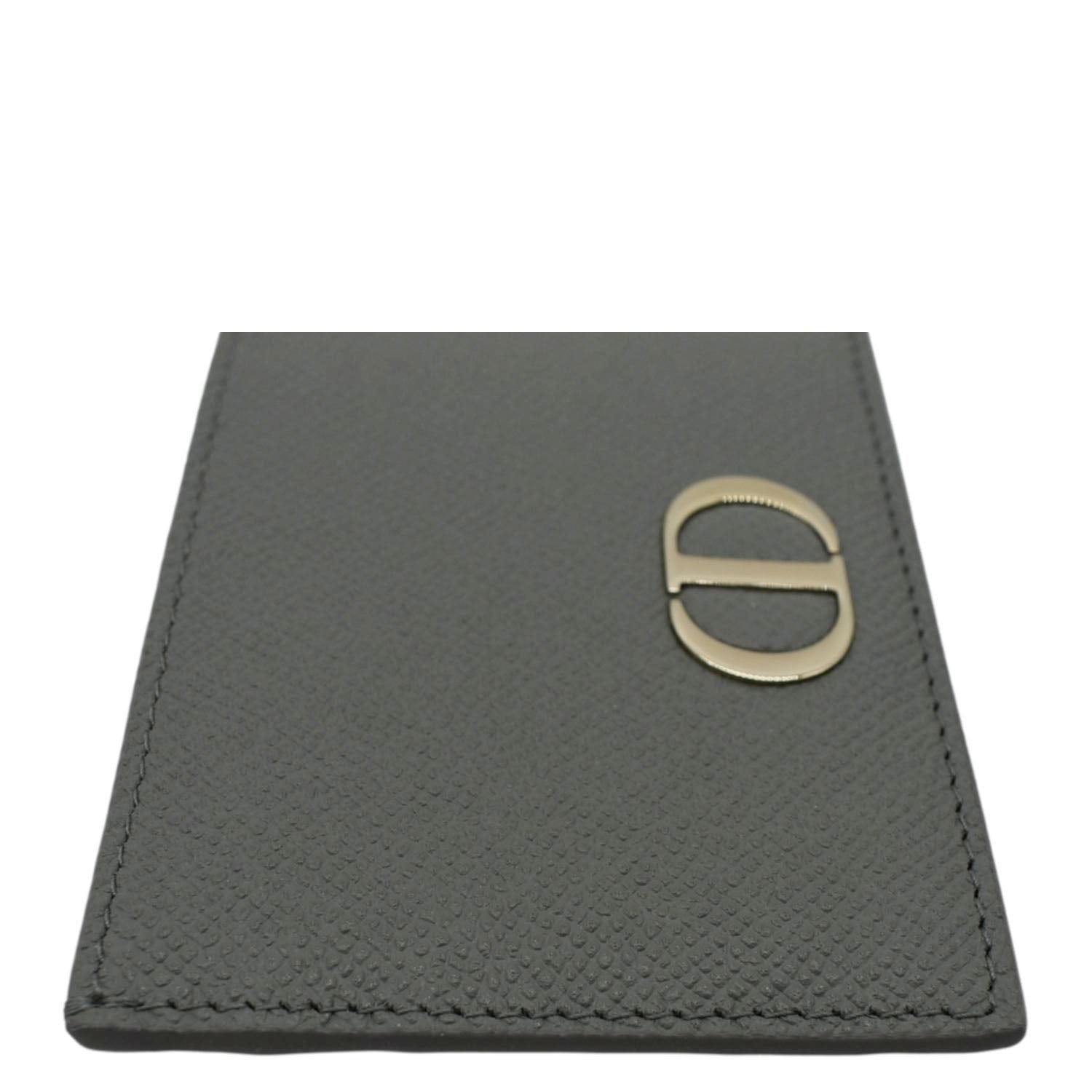 CHRISTIAN DIOR 30 Montaigne Grained Calfskin Leather  Holder Dark Grey