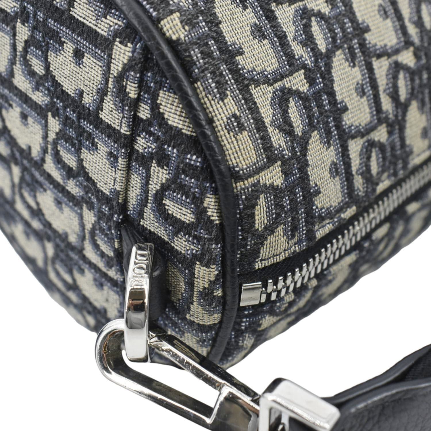 CHRISTIAN DIOR Roller Oblique Canvas Messenger Bag Navy Blue