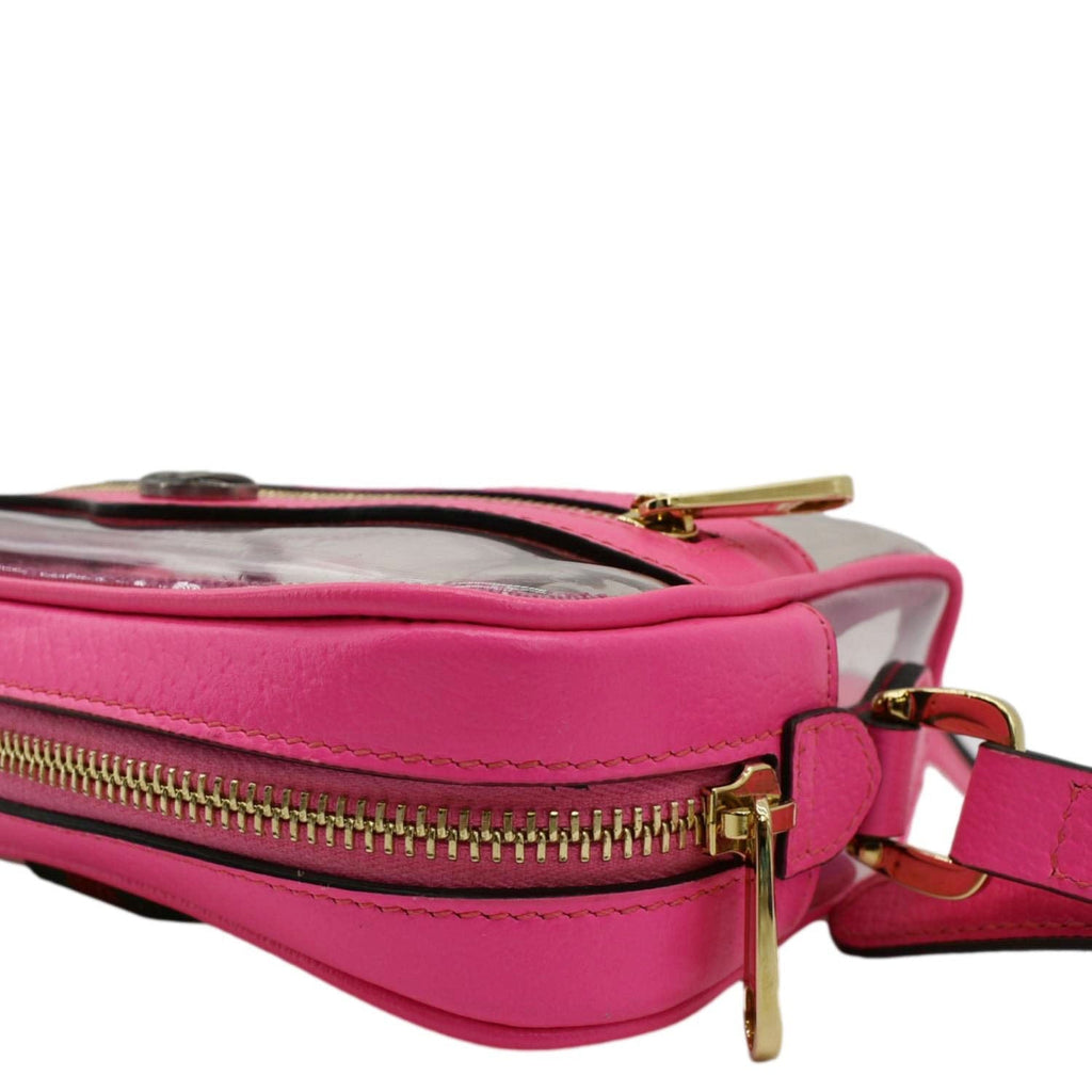 GUCCI Ophidia Mini GG Web PVC Shoulder Bag Fluorescent Fuchsia 517350
