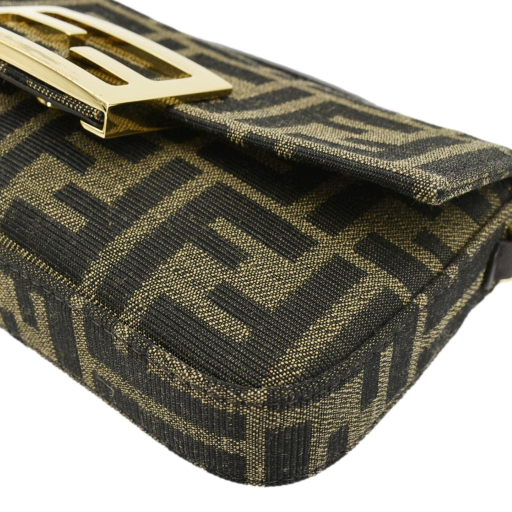 FENDI Baguette Mini Zucca Canvas Shoulder Bag Brown