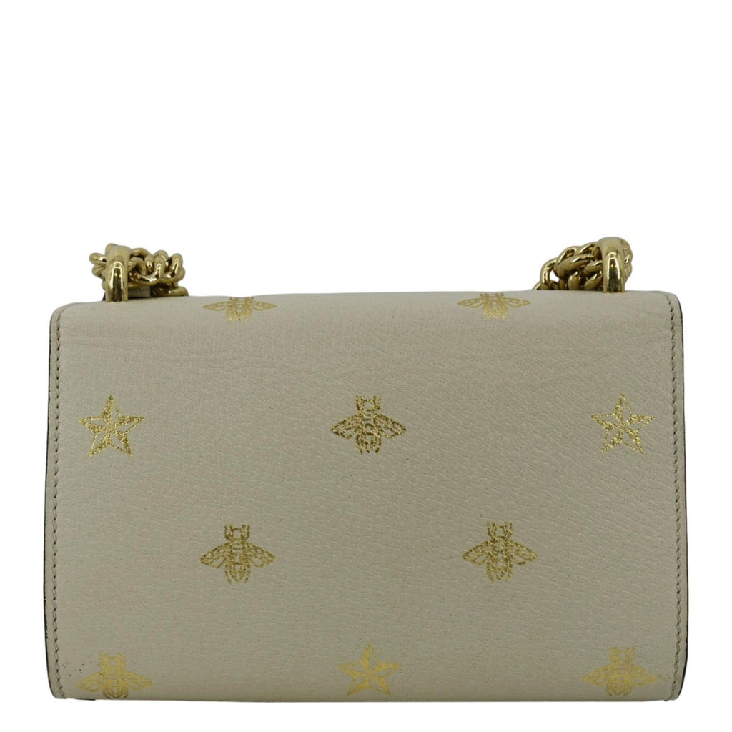 GUCCI Padlock Bee Leather Shoulder Bag Ivory 432182
