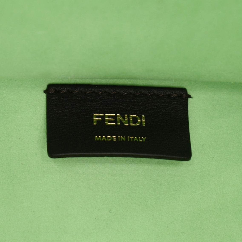 FENDI Sunshine Medium Embossed Leather Shopper Tote Bag Green