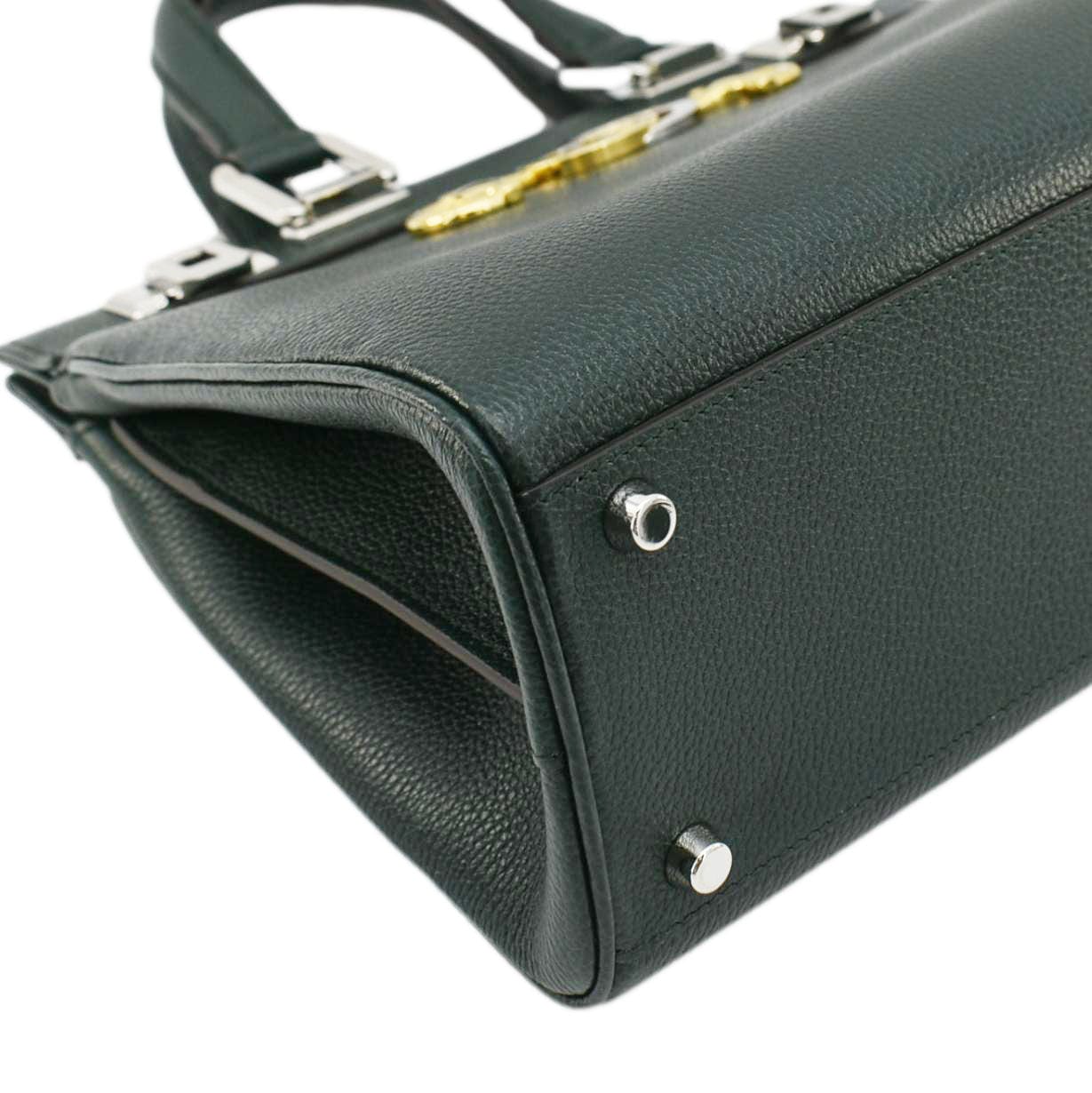 GUCCI Zumi Small Leather Top Handle Shoulder Bag Green