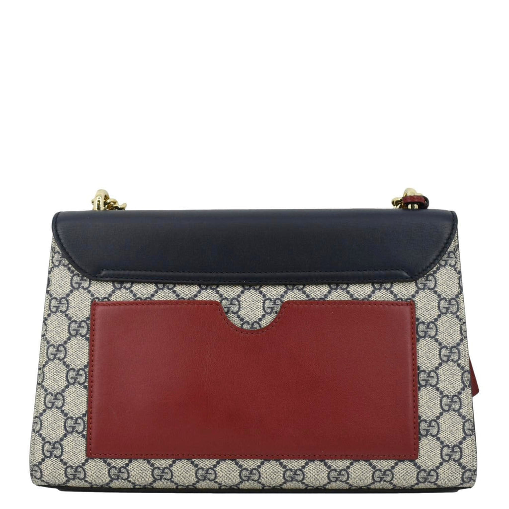 GUCCI Padlock GG Supreme Canvas Shoulder Bag Navy Blue 409486
